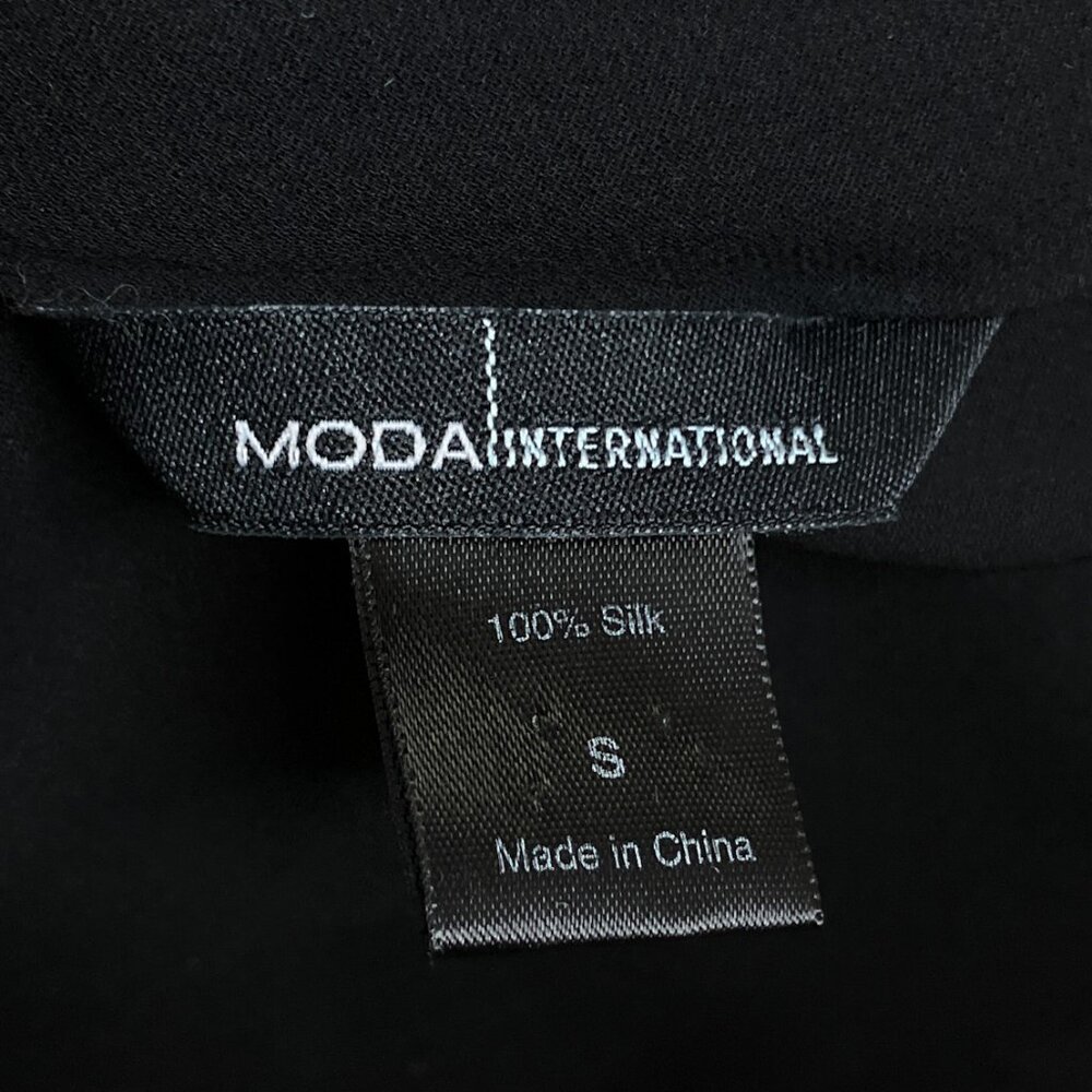 Vintage 90s 00s Y2K Moda International Victoria's Secret S Black Silk Bow Top - Picture 4 of 4